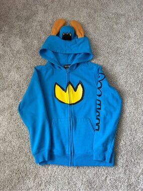 Kids Blue Dog Man Zip-Up Hoodie